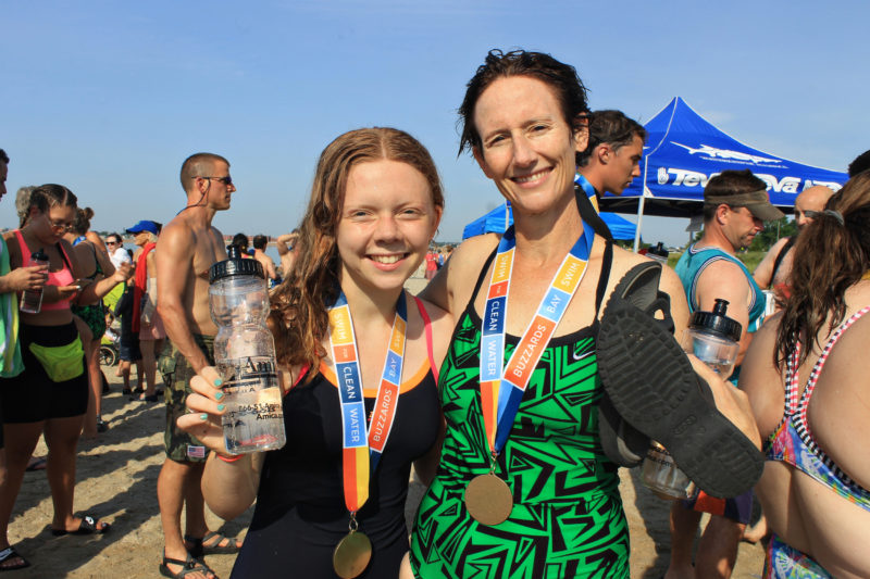 Ella Pike and Dana Tatlock at the 2018 Buzzards Bay Swim.