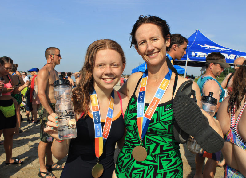 Ella Pike and Dana Tatlock at the 2018 Buzzards Bay Swim.