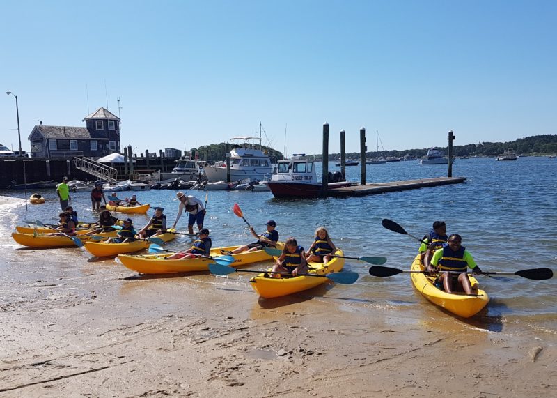 Kids in kayaks in Onset