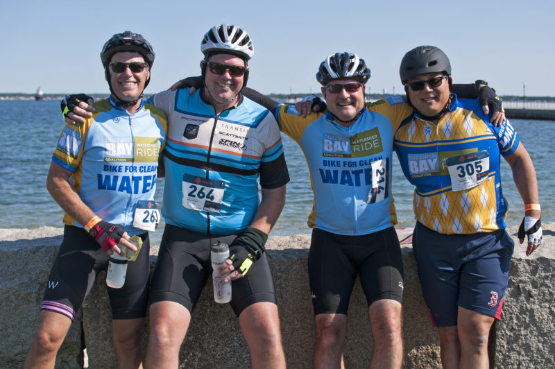 Rob Schmults of Chestnut Hill, Gary Trendel of Hopkinton, Michael Flagg of Wellesley, and Michael Moon of Medfield ride in the 2018 Buzzards Bay Watershed Ride