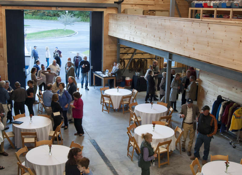 Interior of Buzzards Bay Coalition Science and Field Operations Center during opening in October 2018.