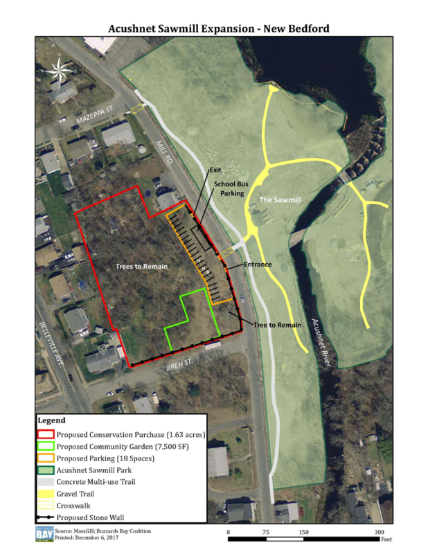 map of Acushnet Sawmill expansion into New Bedford