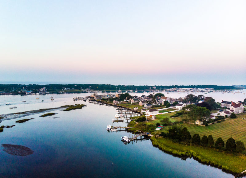 aerial view of Westport Point and the East Branch of the Westport River from the Route 88 bridge