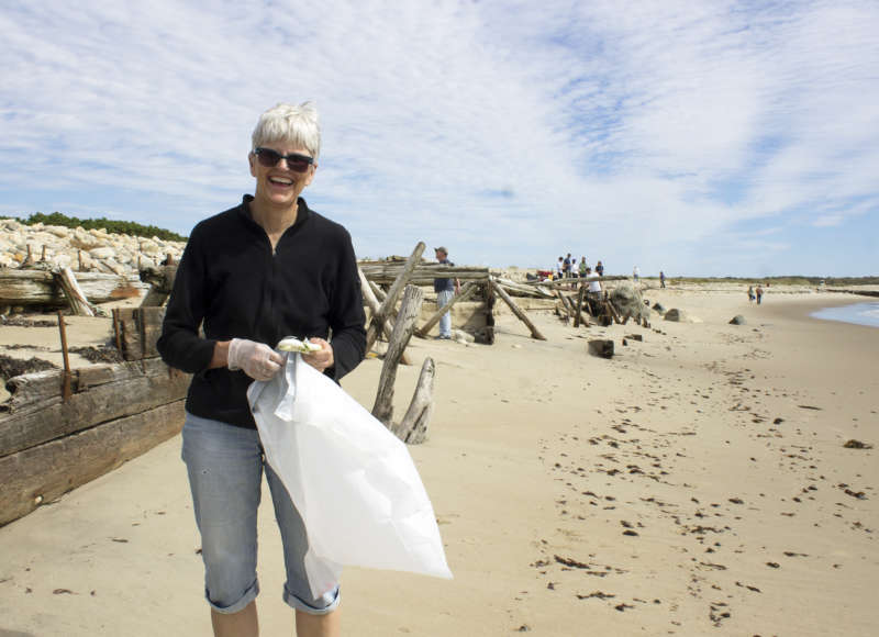 Tanja Ryden at a cleanup event on Cuttyhunk island