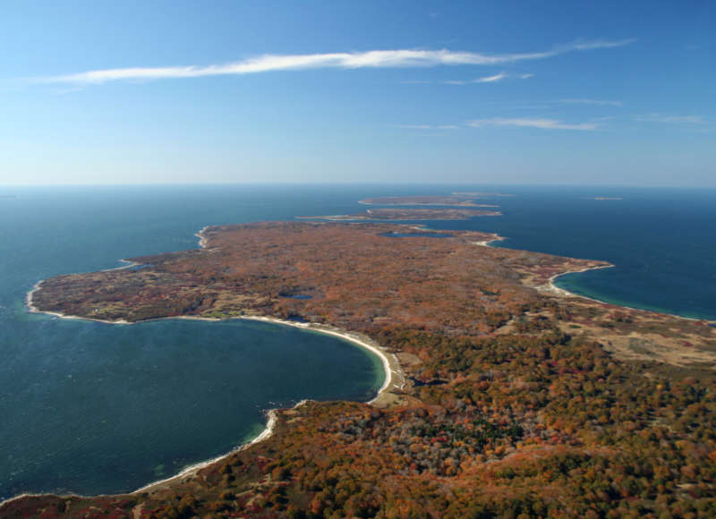 Aerial view of Naushon and the Elizabeth Islands