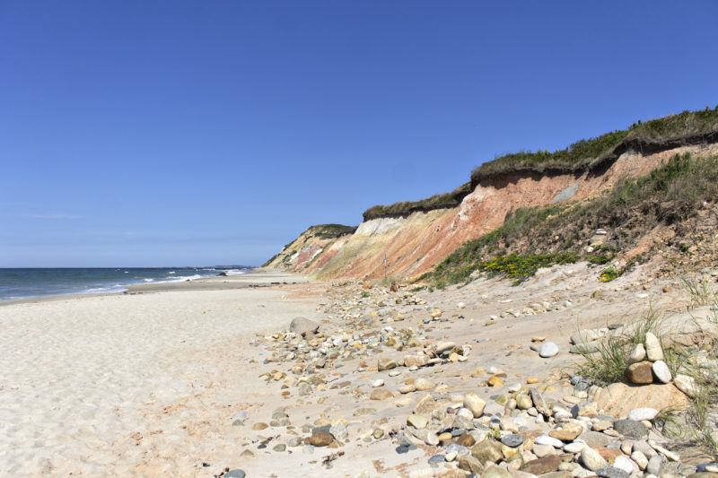 The multicolored clay bluffs of Gay Head Cliffs along Moshup Beach