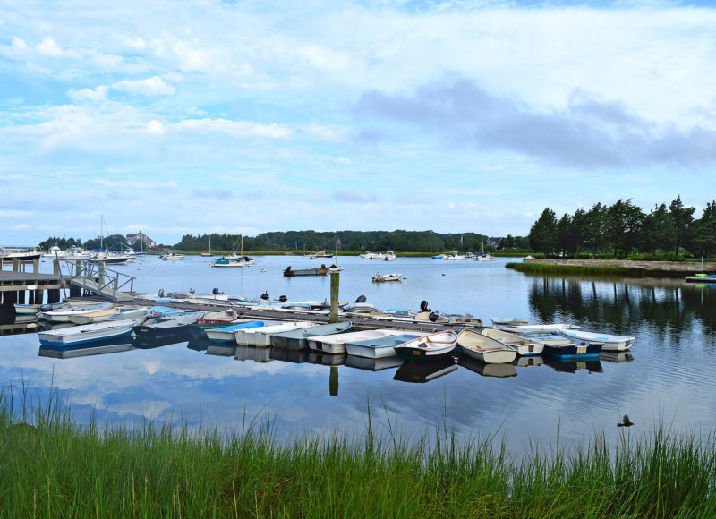 rowboats at the West Falmouth Harbor dock