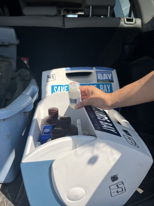 A cooler for the staff and volunteers' samples.