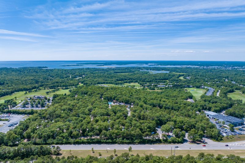 A birds-eye view of Bay View Campground in Bourne.