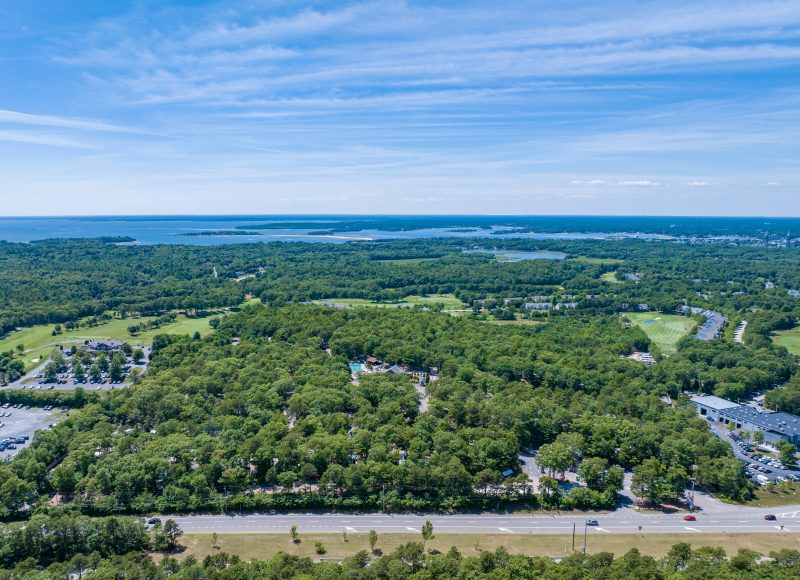 A birds-eye view of Bay View Campground in Bourne.