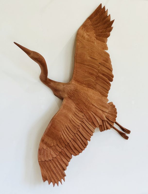 Carving of a Blue Heron in Flight