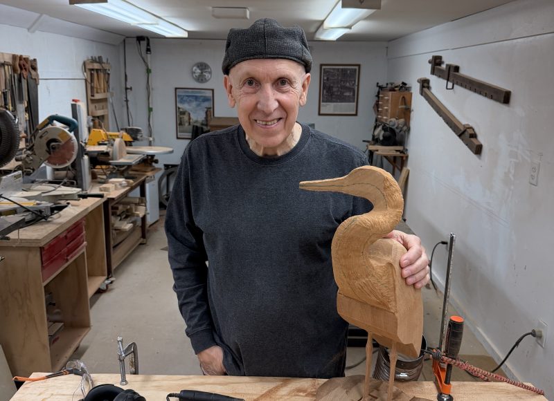 Artist John Magnan in his Mattapoisett home studio.